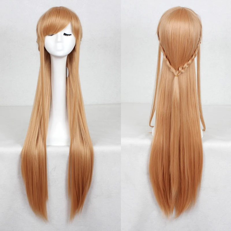 

Biamoxer Sword Art Online Cosplay Wig Yuuki Asuna Long Straight Braids Synthetic Hair for Adult