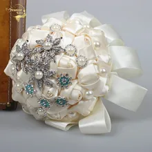Молоко брошь букеты Искусственные Свадебные цветы Букеты свадебные хрустальные жемчуг Невесты Свадебные букеты Buque De Noiva wp021