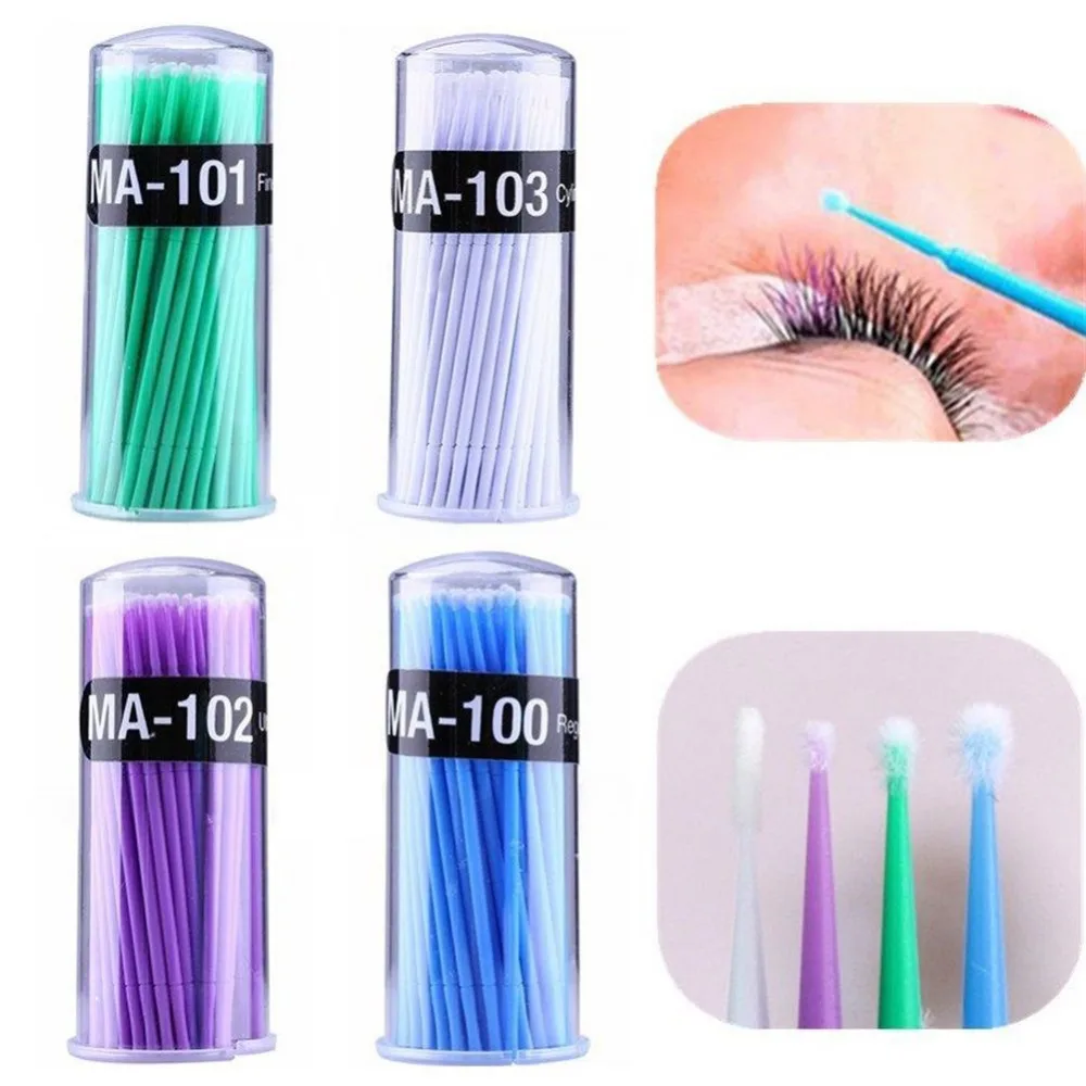 

100pcs/lot Disposable Micro Brush Eyelash Extension Individual Lash Removing Swab Eyelash Extension Brush Eye Shadow Applicators