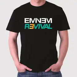 Новая мужская черная футболка Eminem Revival с логотипом Rap в стиле хип-хоп, Размеры S до 3XL, футболки, повседневная брендовая одежда, хлопковая