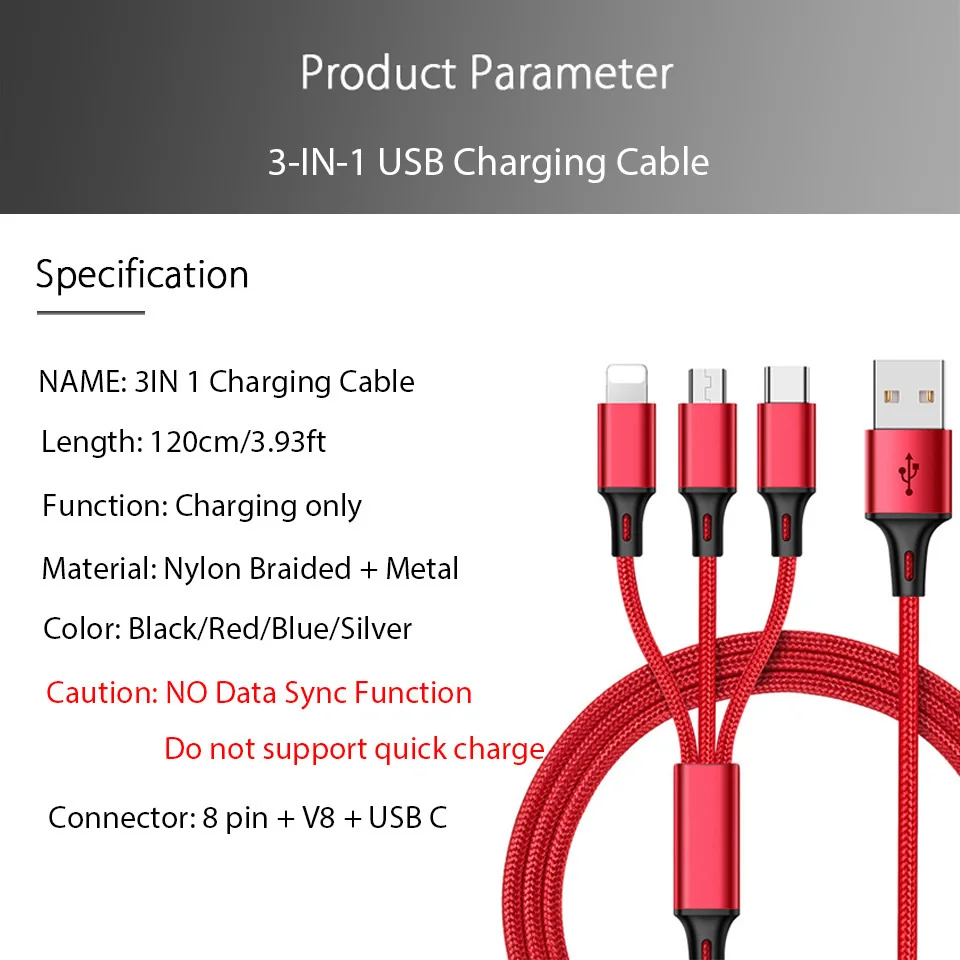 3 في 1 المصغّر usb نوع C متعددة كابل الشاحن ل Xiaomi Redmi ملاحظة 5/S2 سامسونج A60 S9 الهاتف المحمول سلك USB USB-C شحن كابل