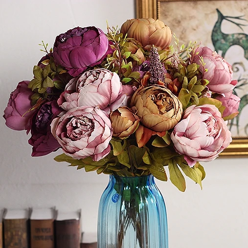 

Elegant Artificial Flowers Peony Wedding Bouquets 2017 for Brides dark purple Bouquets decoration mariage Wedding Accessories