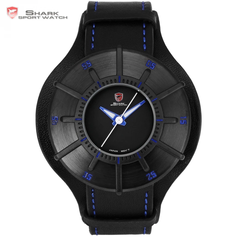 Silky Shark Sport Watch Blue 3D Designer Top Brand Luxury Men Leather