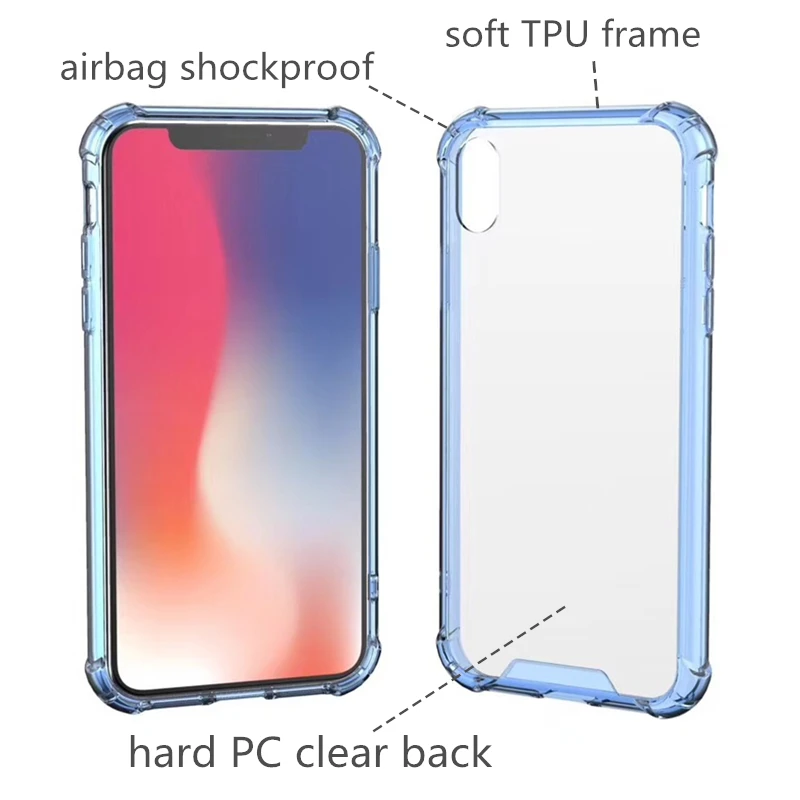 for iphone XS MAX Clear Case Apple XR 6.1inch Hard PC+Soft TPU Frame Max 6.5 Airbag Shockproof Cover |
