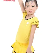 Красный/розовый/желтый/черный Костюмы для латиноамериканских танцев юбка для танцев для девочек спортивные платье Disfraces infantiles Производительность костюмы Одежда для танцев для детей