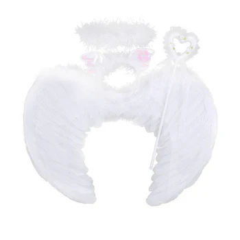 

Kids Three Piece Feather Fairy Angel Wings Devil Wings Costume L White