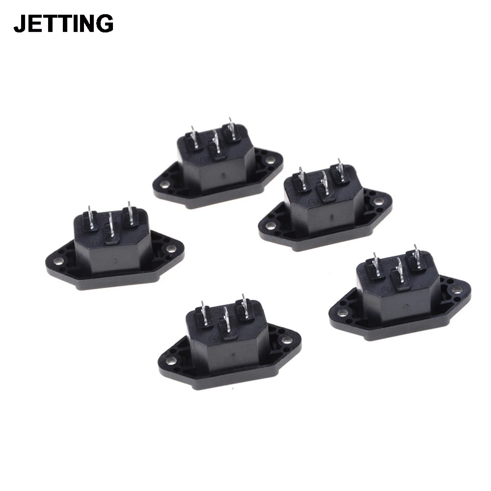 5PCS IEC-320 C14 Black Male Plug 3Pin AC Power Inlet Socket Connector 250V 10A
