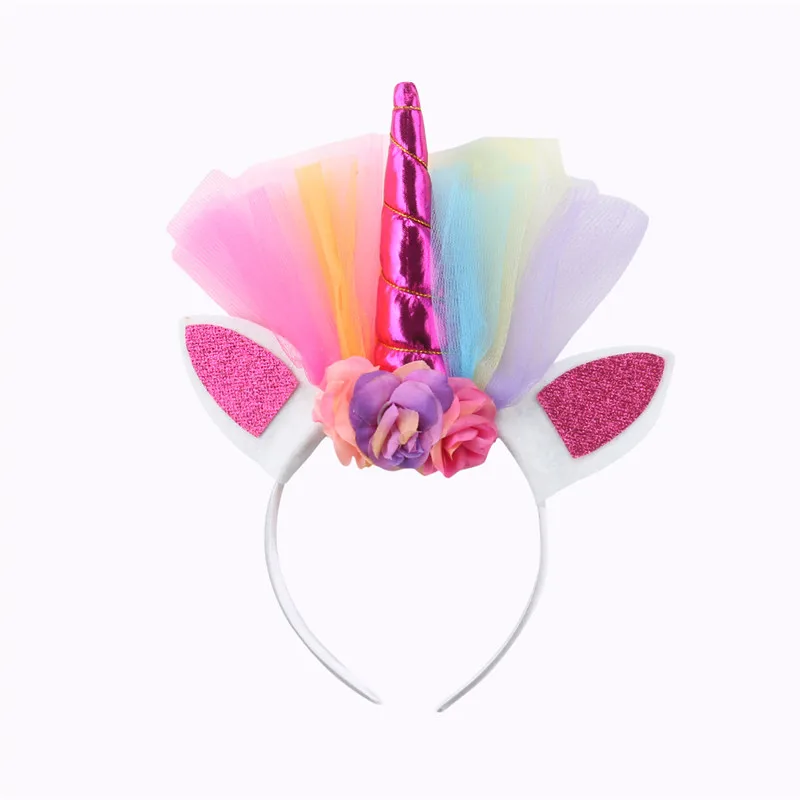 As photo show Декоративный головной убор с рогом единорога, магические вечерние повязки на голову с цветами и пайетками, новые модные реквизиты для костюмированной вечеринки для девочек, 1 предмет, лидер продаж - Цвет: As photo show