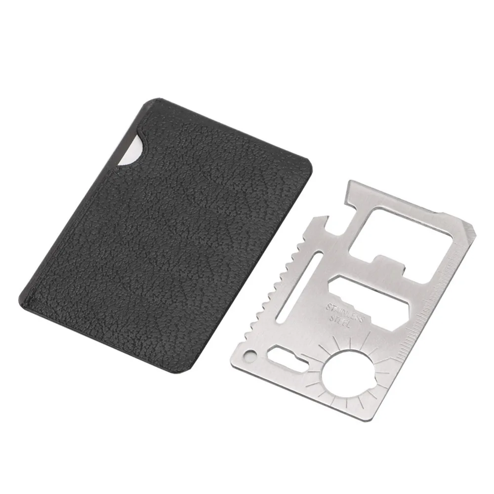 

Multi Tools 11 in 1 Multifunction Credit Card Knife Outdoor Hunting Survival Camping Pocket Knife Tactical Tools+Leather Pouch