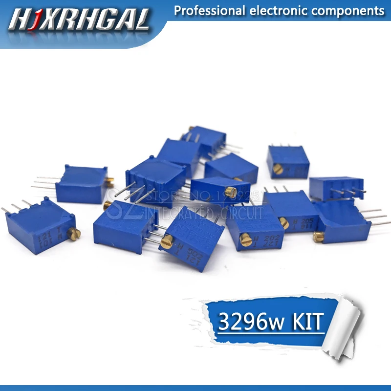 15valuesX1pcs = 15 шт 100ohm-2Mohm 3296 3296w переменные резисторы многооборотный Подстроечный