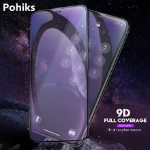 Pohiks Anti Blue Ray Full Cover Tempered Glass Film For IPhone X XS MAX XR 9D Blue Light Screen Protect For iphone 7 8 6 6s plus