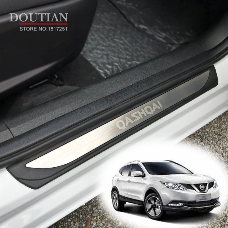 4pcs Stainless Steel Door Sill Cover Scuff Plate Guard Protector Trim Car Accessories for Nissan Qashqai J11 2017 2018