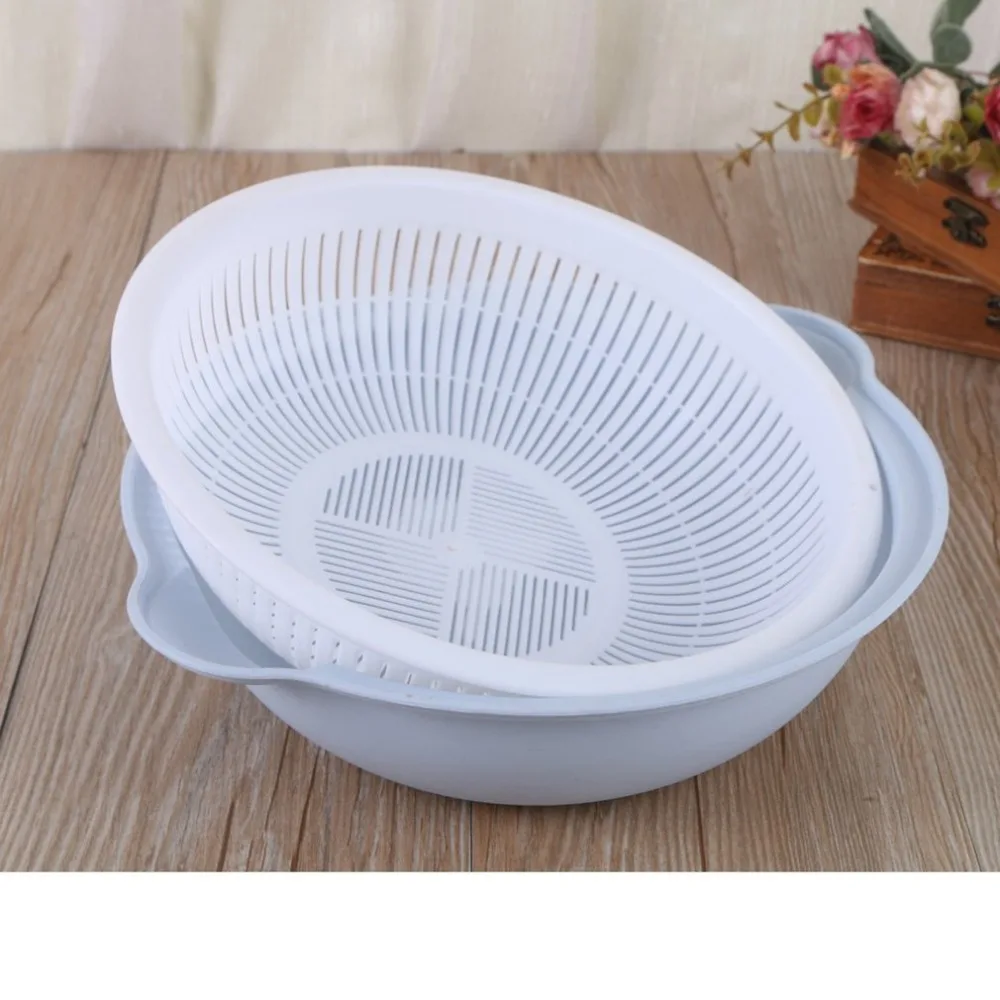 

Kitchen double-layer drain basket High-quality fruit drip basket Plastic sink bowl set of 2 Dropshipping