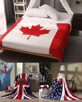 

New Arrival Canada British Flag/American Flag Multifunction Blankets for Beds Fleece Thin Plaid Air Sofa Throw Blanket Bedspread