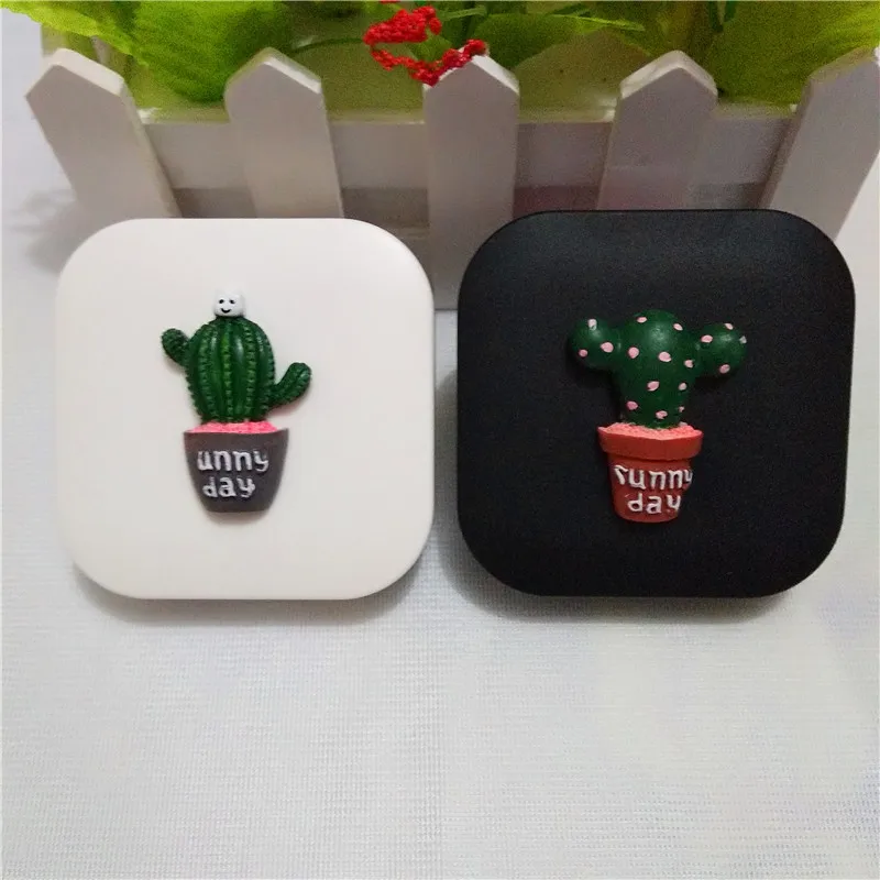 LIUSVENTINA DIY полимерный горшок кактус контактный объектив чехол с зеркальной коробкой для контейнер для линз для контактных линз с Рождеством подарок