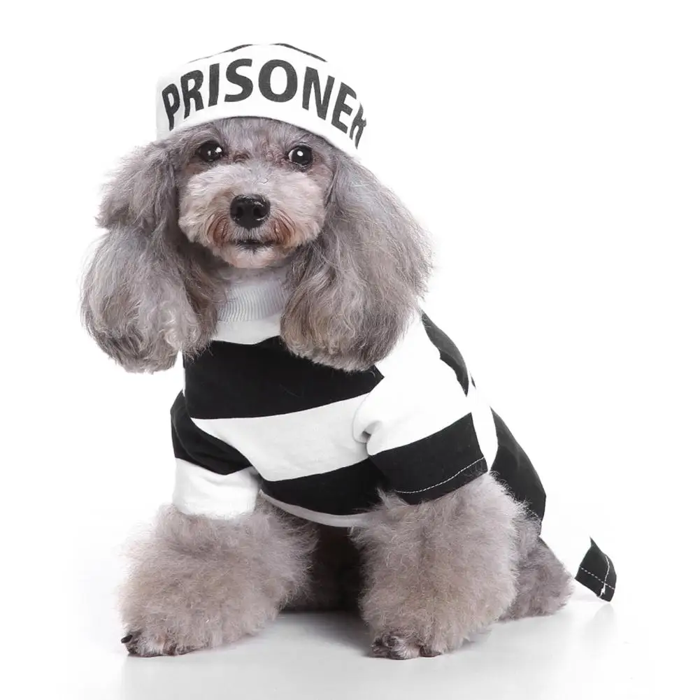 2018 TINGHAO Dog Costume Funny Prison Striped Halloween Party Pet Dog