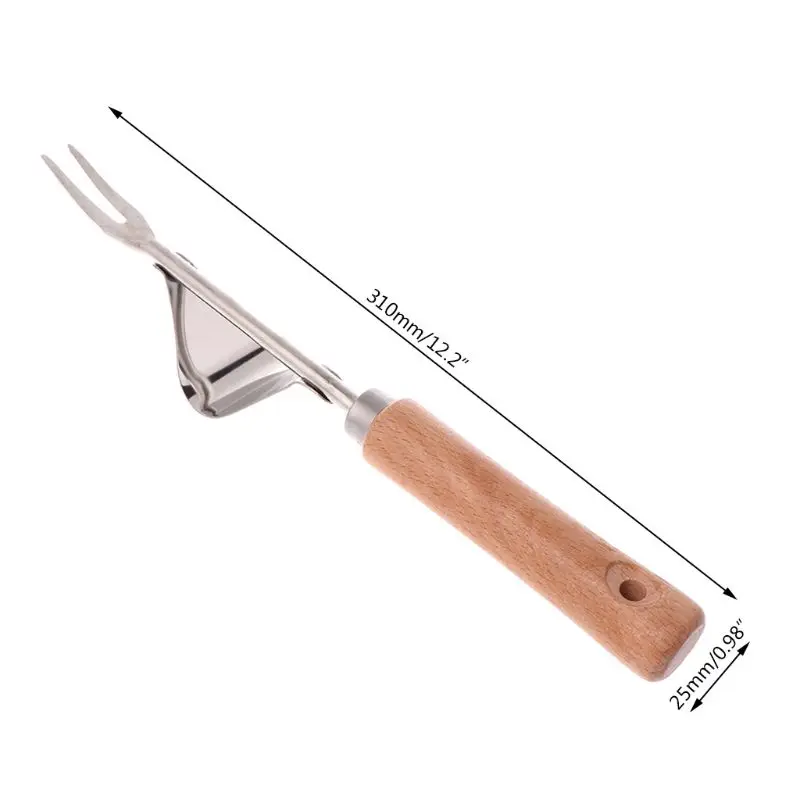 Weeder Fork Stainless Steel Wood Handle Gardening Weeding Tool Transplanting Digging Tools Manual Root Hand Digging Puller