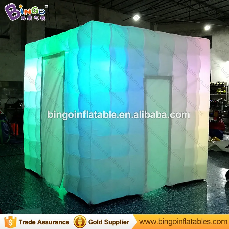  Free shipping Portable inflatable cube photo kiosk booth tent with led lighting toy tent