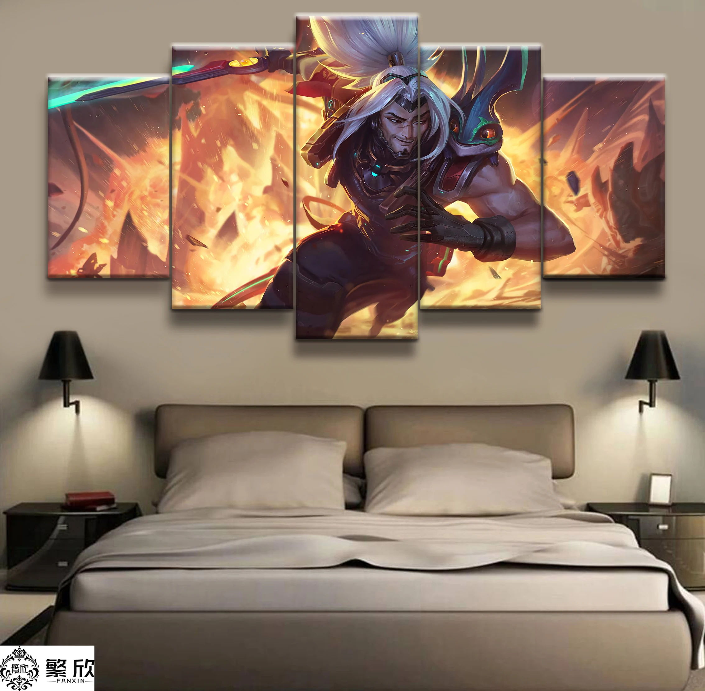 

Hot Sales Without Frame 5 Panels Picture LOL League of Legends Yasuo Print Artwork Wall Canvas Art Canvas Painting Wholesale