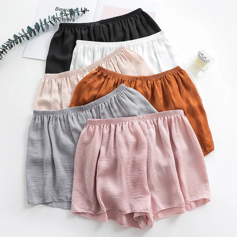 

Summer Silk Women Safety Pants No Curling Thin Loose Boxer Femme Safety Pants Anti Chafing Women Shorts Under Skirt Bottom Pants