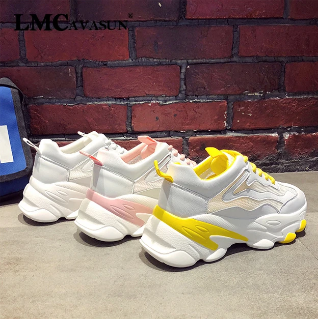 

LMCAVASUN Shoes Women Sneakers Breathable Casual Shoes Comfortable Light Trainers Platform Shoes Chunky Dad Sneakers