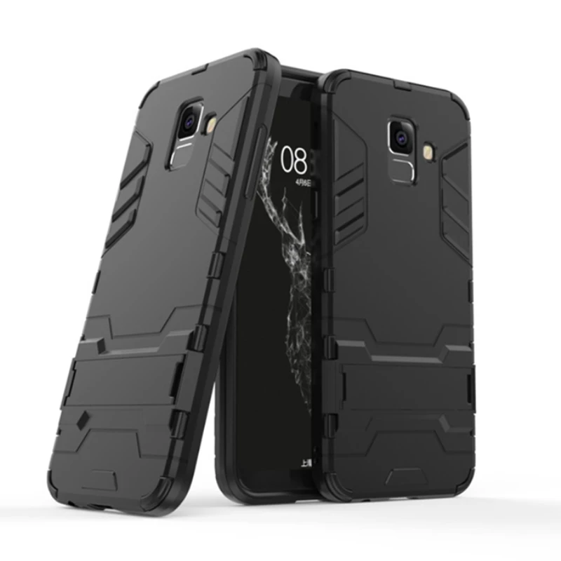 

For Samsung Galaxy A6 2018 Hybrid TPU Armor Shockproof Phone Back Cover For Galaxy A6 Plus 2018 Soft Silicone Stand Holder Case