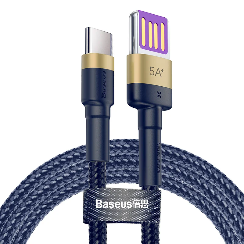 Baseus 5A usb type-C кабель для huawei mate 20 P30 P20 Pro Lite Быстрая зарядка USB-C Зарядное устройство USB C type-c кабель для Xiaomi Mi 9 8 - Цвет: Gold Blue