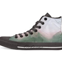 Туман в Yosemite Park дизайн дышащая Повседневная Высокая обувь на шнуровке холщовая обувь кеды