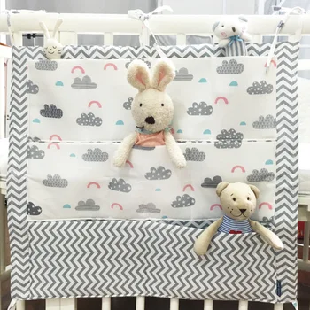 

Baby Cot Bed Hanging Storage Bag Multi-functional 55*60cm Baby Safe Sleeping Baby Bed Bumpers Soft