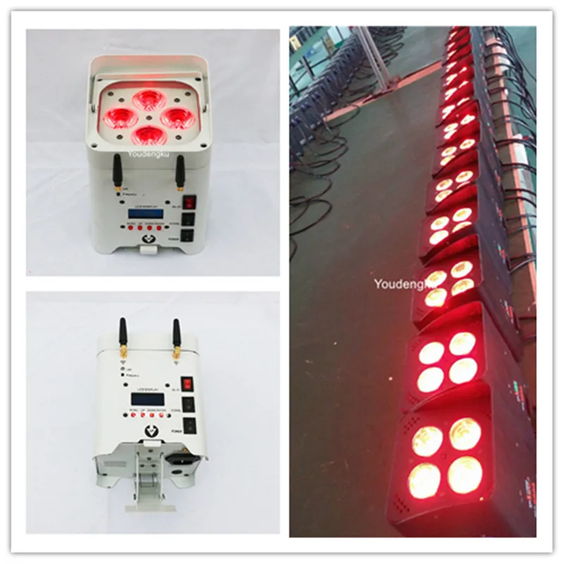 8pieces Wireless dmx battery powered 4 leds 12w RGBWA+UV led wifi mini