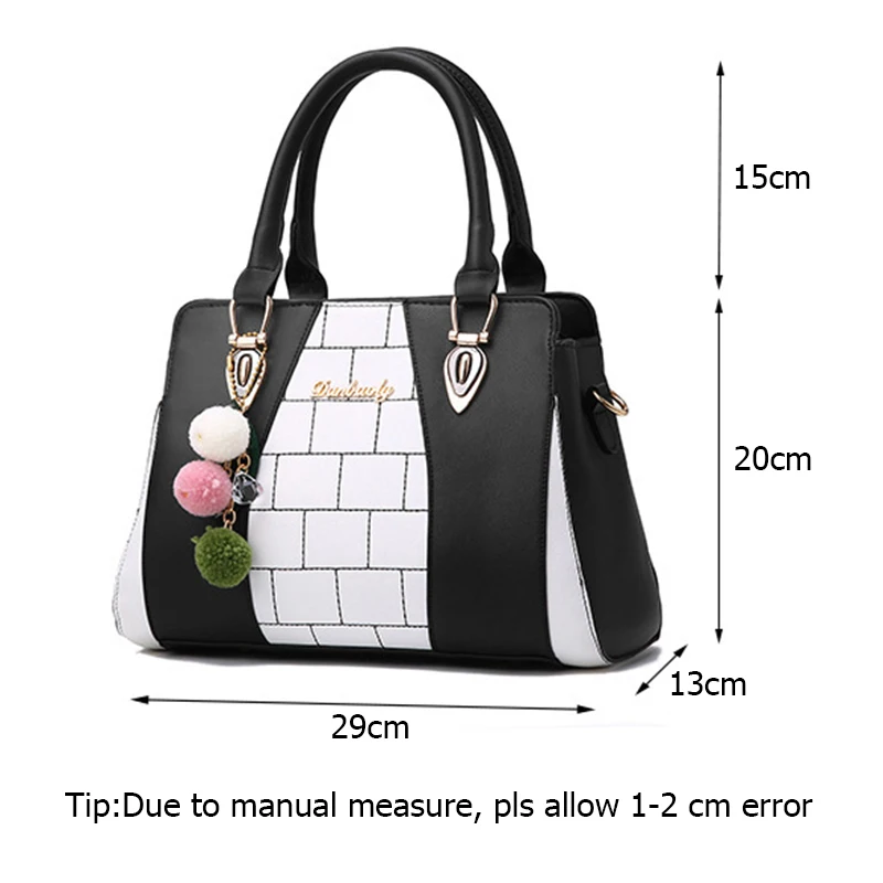 Women Handbags Luxury PU Leather Female Shoulder Bag Plaid Lady Crossbody Bag Large Capacity Hairball Pendant Tote Sac SS7050 (12)