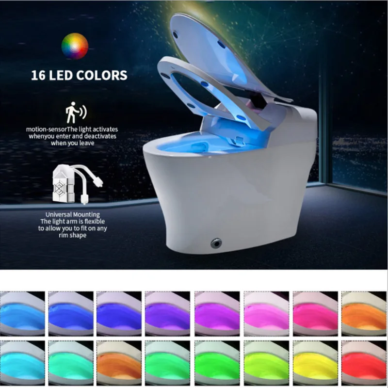 

Newest PIR Motion Sensor Toilet Night Light Lamp 16 Color Changing LED UV Sterilization