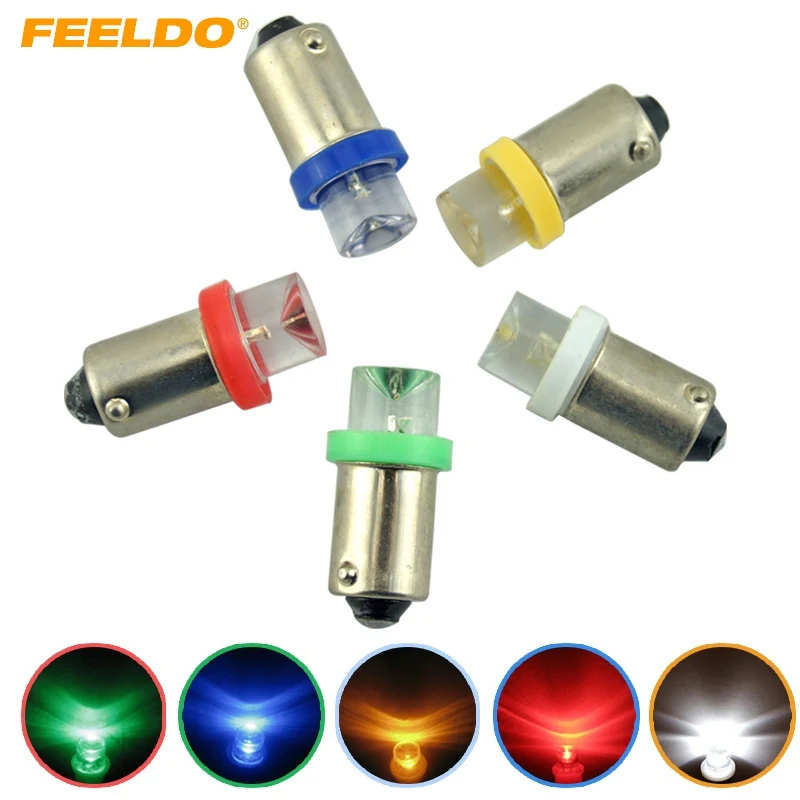 

FEELDO 50Pcs BA9S W5W 1895 Car LED Indicator Light Interior Lamps Concave Bulbs DC12V 5-Color #1649