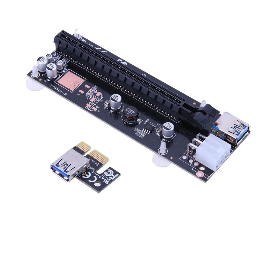 USB 3.0 PCI-E Express 1X 4x 8x 16x Extender Riser Card with SATA 6 pin USB3.0 cable For graphics video card mining BTC miner