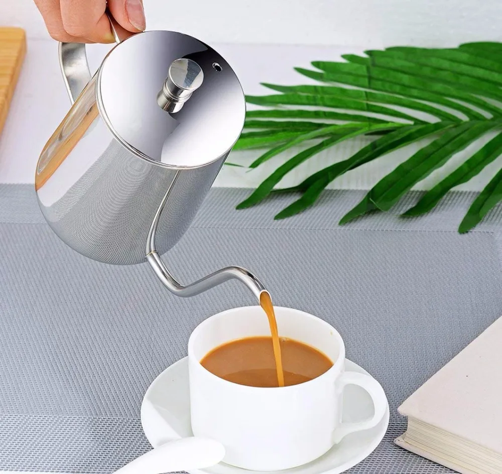 20oz Premium Pour Over Drip Kettle Stainless Steel Teflon Long Gooseneck Narrow Spout Coffee Maker Tea Pot