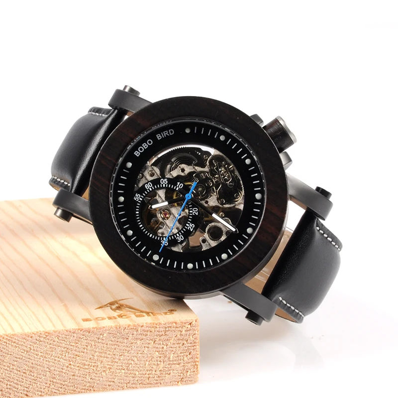 Wood Watch Men Vintage Bronze Skeleton for BOBO BIRD