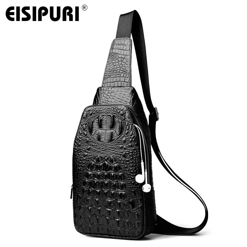 

EISIPURI brand NEW men Genuine leather messenger bag Men high quality men shoulder crossbody bags fashion casual Male chest bag