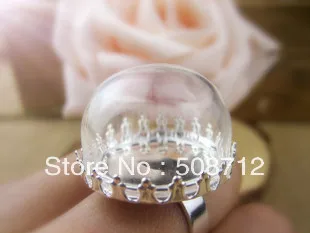 

Free shipping!GGP00043 30sets/lot 15mm Half Glass Globe Bubbleswith 15mm silver plated crown ring base