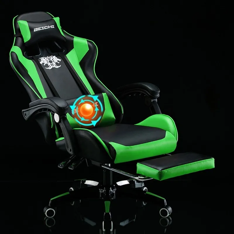 Игровой Poltrona Esports Boss Silla Gamer офисный стул Эргономика может лежать искусственная кожа с колесом - Цвет: green with footrest