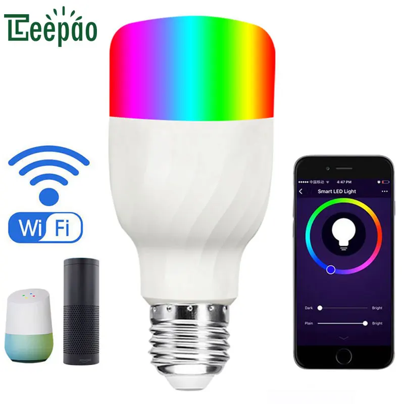 

7W Smart Light Bulbs APP Remote Control LED Smart Wifi Bulb Color Adjustment Home E27 E26 B22 Base Night Light Bulb For Bedroom