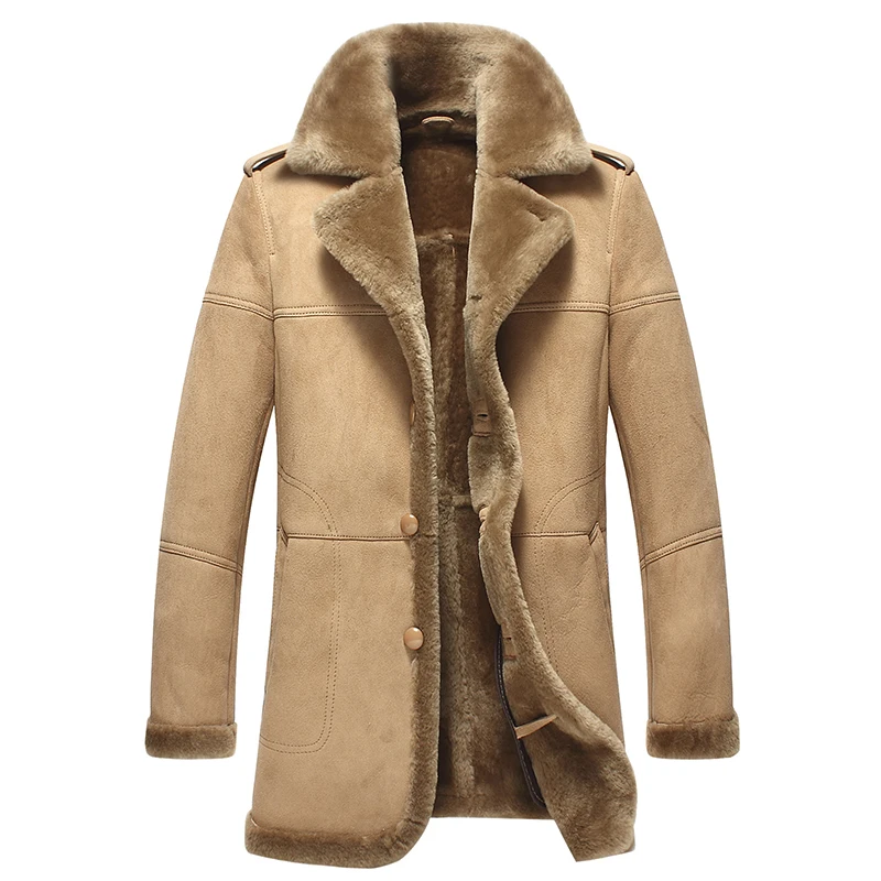 Leather suede sheepskin coat men genuine leather jacket