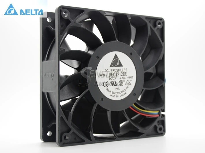 Fã do rolamento de esferas de 120x120x38mm 12v para ventiladores refrigerando do mineiro do fluxo de ar da velocidade de 4,80a do delta pfc1212de 12038 1238 120mm