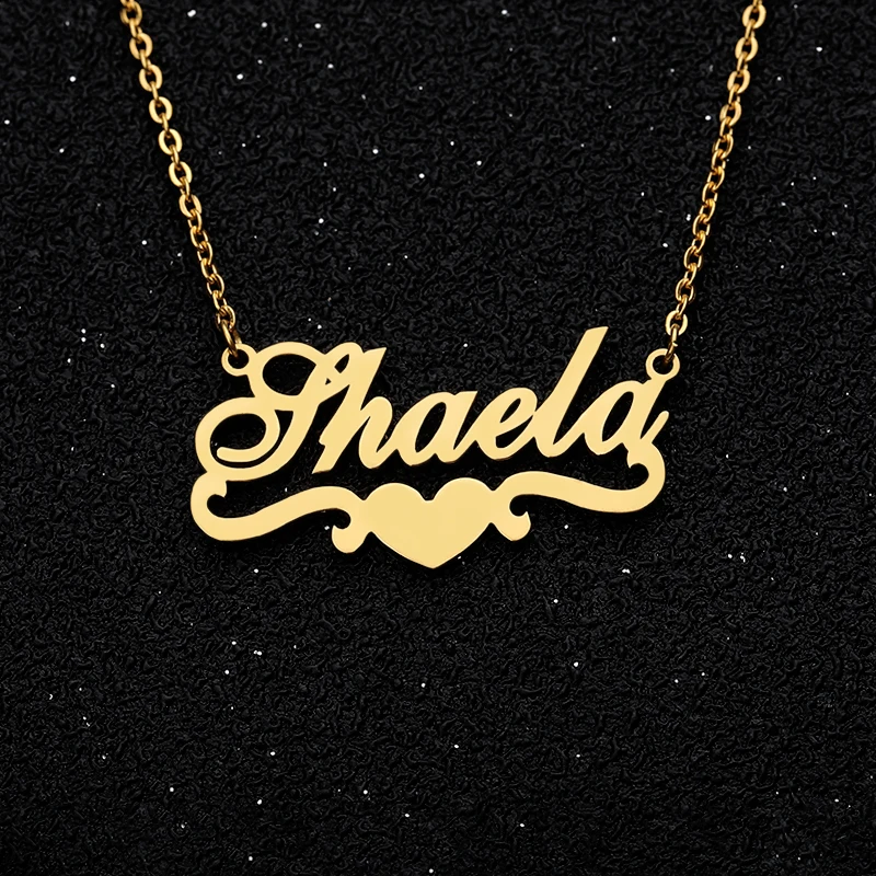 

Personalized Name necklace Custom Birthstone Name Pendant Birthstone Charm Name Heart jewelry Gold Chain Sliver Necklaces