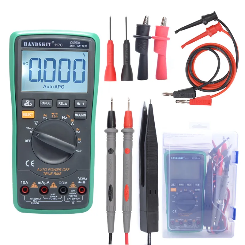 

Digital Multimeter, Auto-Ranging Digital Multimeter with Alligator Clips AC Voltage Tester,Voltage Alert, Amp/Ohm/Volt