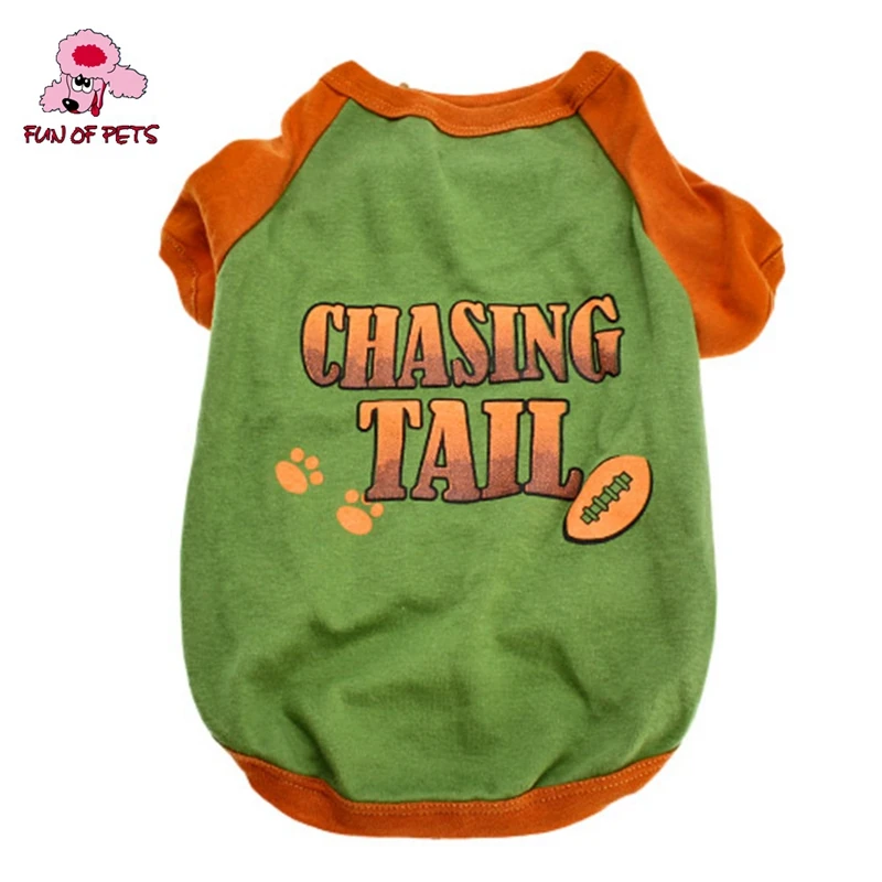 2017 Chasing Tail Pattern Cotton T Shirt for Dogs (XS L) Summer Green