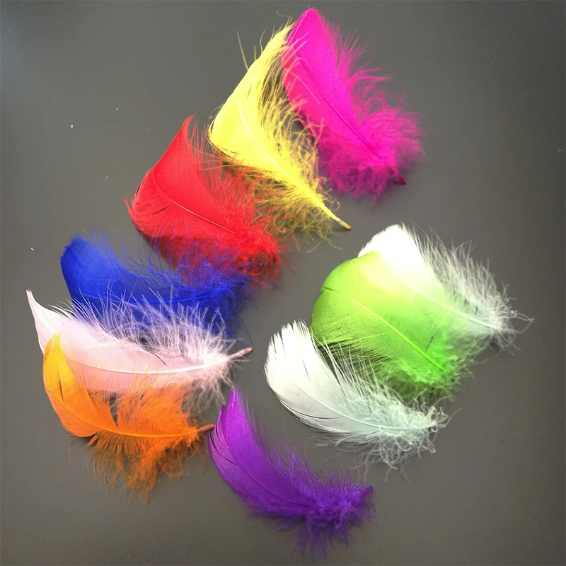 100Pcs/Bag Plumes Mix Dyed Color Fly Tying Material Natural Real Swan