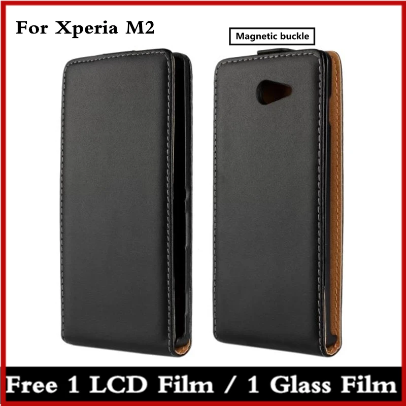 

Clamshell leather case ultra thin Magnetic adsorption flip coevr case for Sony Xperia M2 D2303 D2305