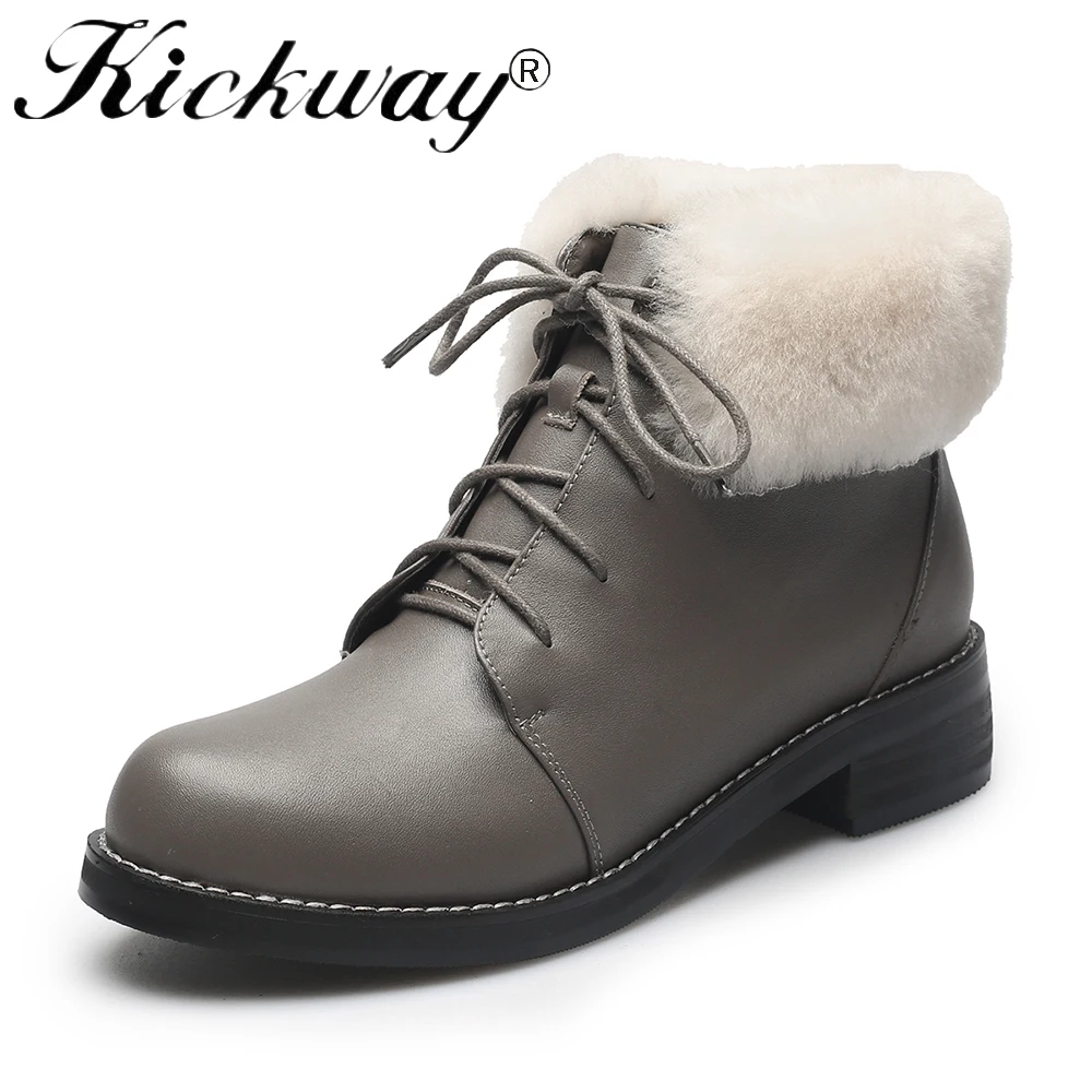 

Kickway 2017 Warm Winter Boots Women Fur Shoes Med Heels Ladies Boots New Solid Fashion Square Heel Women Snow Boots plus size43