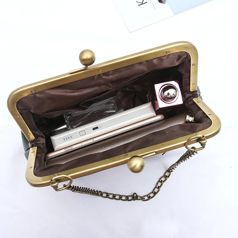 Vintage Fashion PU Leather Bag Women's Handbags Purses Chain Hand Bags Shoulder Crossbody Messenger
