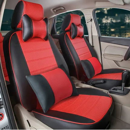 AutoDecorun ПУ кожаные чехлы для сидений автомобиля для Jeep Cherokee автомобильные чехлы и аксессуары Чехлы для автомобильных сидений протектор подушки Стайлинг - Название цвета: Black X red